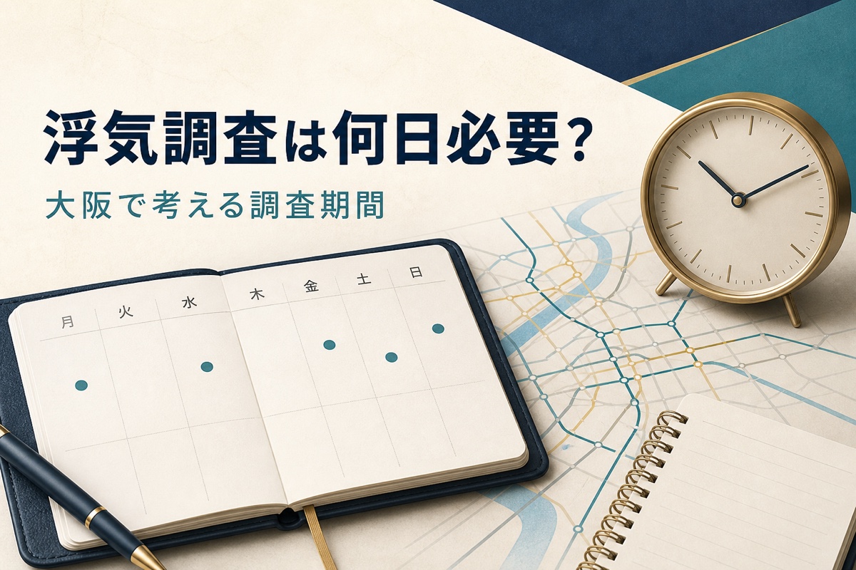 大阪で浮気調査は何日必要？調査期間を決める5つの判断軸のイメージ